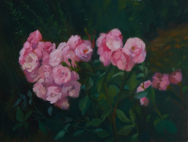 Roses – Oil on Panel, 24x18cm, 2020