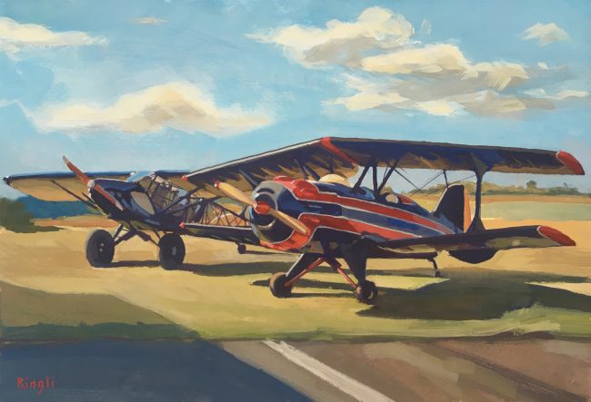 Two little Planes – Gouache on Paper, 30x22cm, 2020
