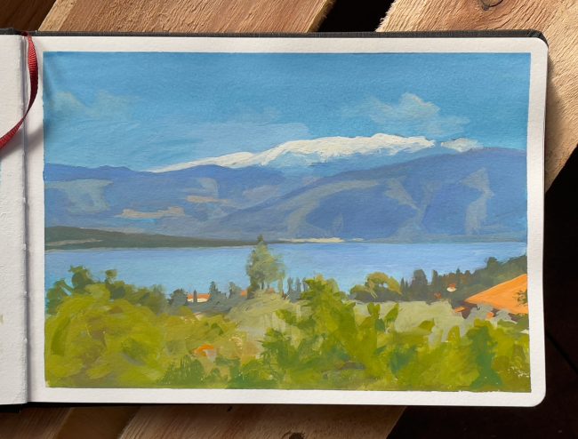 Parnassos in Spring – Gouache on Paper, 20x15cm, 2021