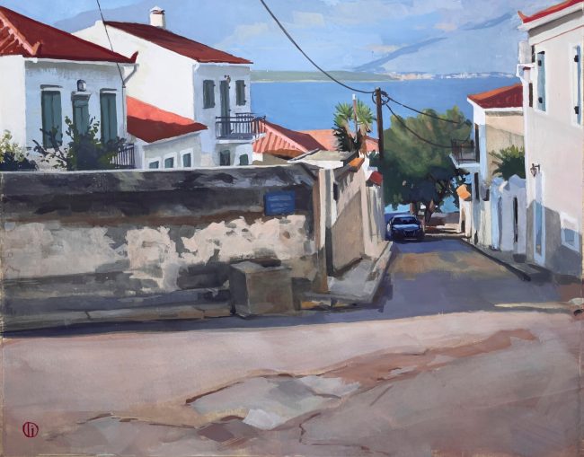 Streets of Galaxidi – Gouache on Paper, 31x25cm, 2022