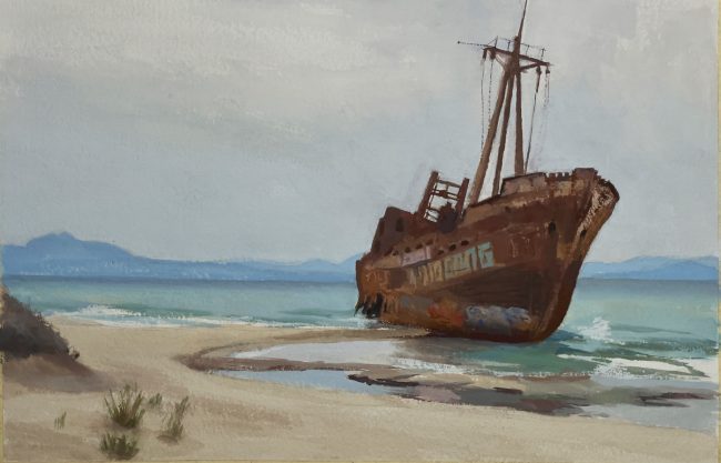 Shipwreck Dimitrios – Gouache on Paper, 28x19cm, 2022