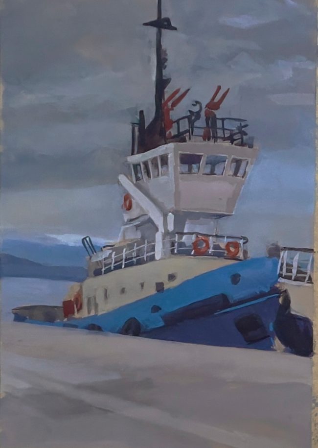 Tugboat – Gouache on Paper, 20x25cm, 2022