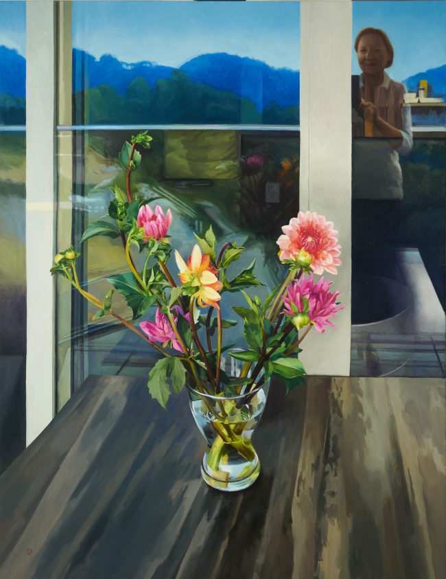 Flower Selfie, 130x100cm, Oil on Canvas 2021