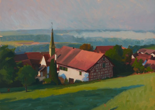 Niederneunforn – Oil on Panel, 30x25cm, 2023